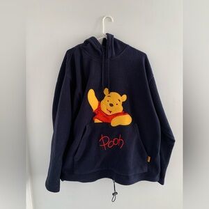 Vintage Disney Winnie the Pooh Sweater XL Navy Fleece 90s Y2K